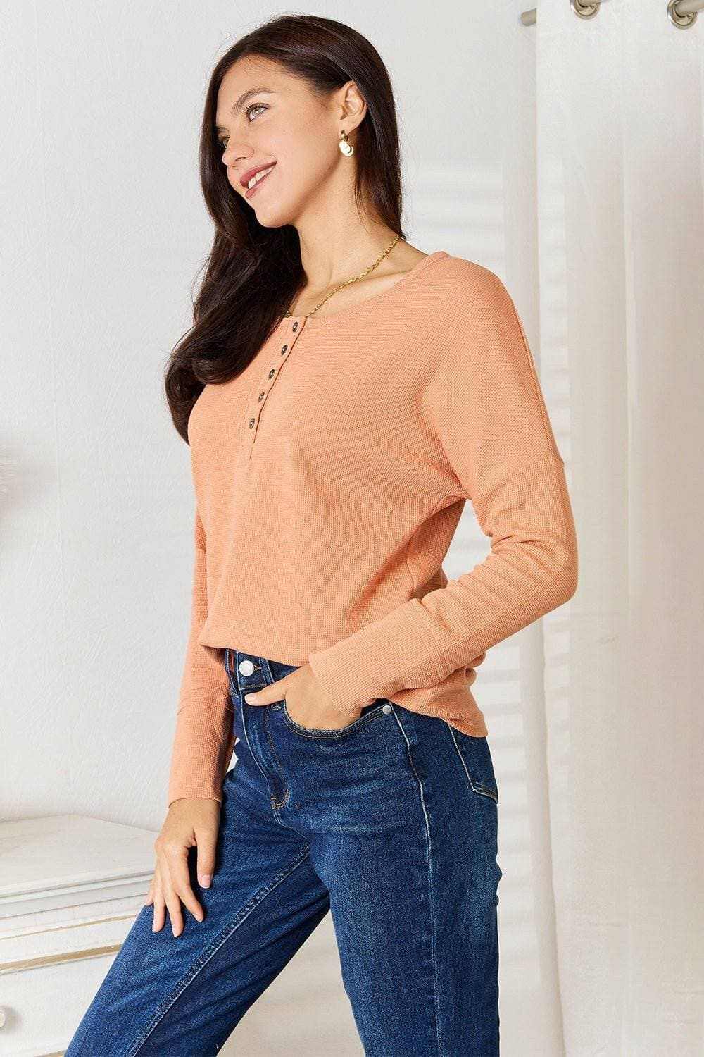 Sophisticated Comfort Half Button Blouse - Love Salve